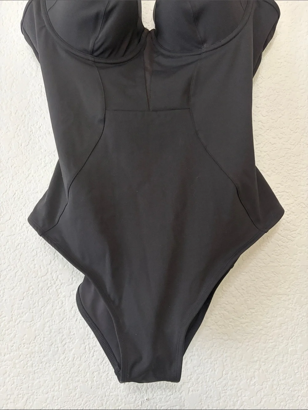 Ta3 Bombshell Black Slimming Lace Up Corset One Piece Swimsuit
